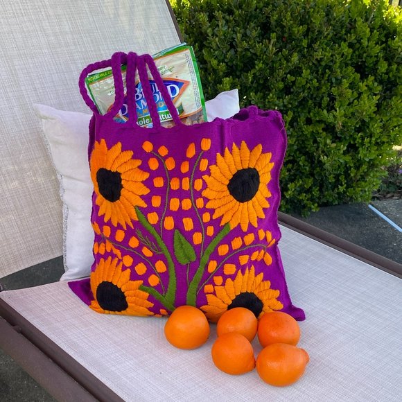 HAND EMBROIDERED SUNFLOWER BAG - Picture 3 of 3